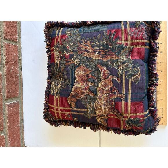 Tapestry bird dog throw pillow 13x12” - Picture 3 of 4